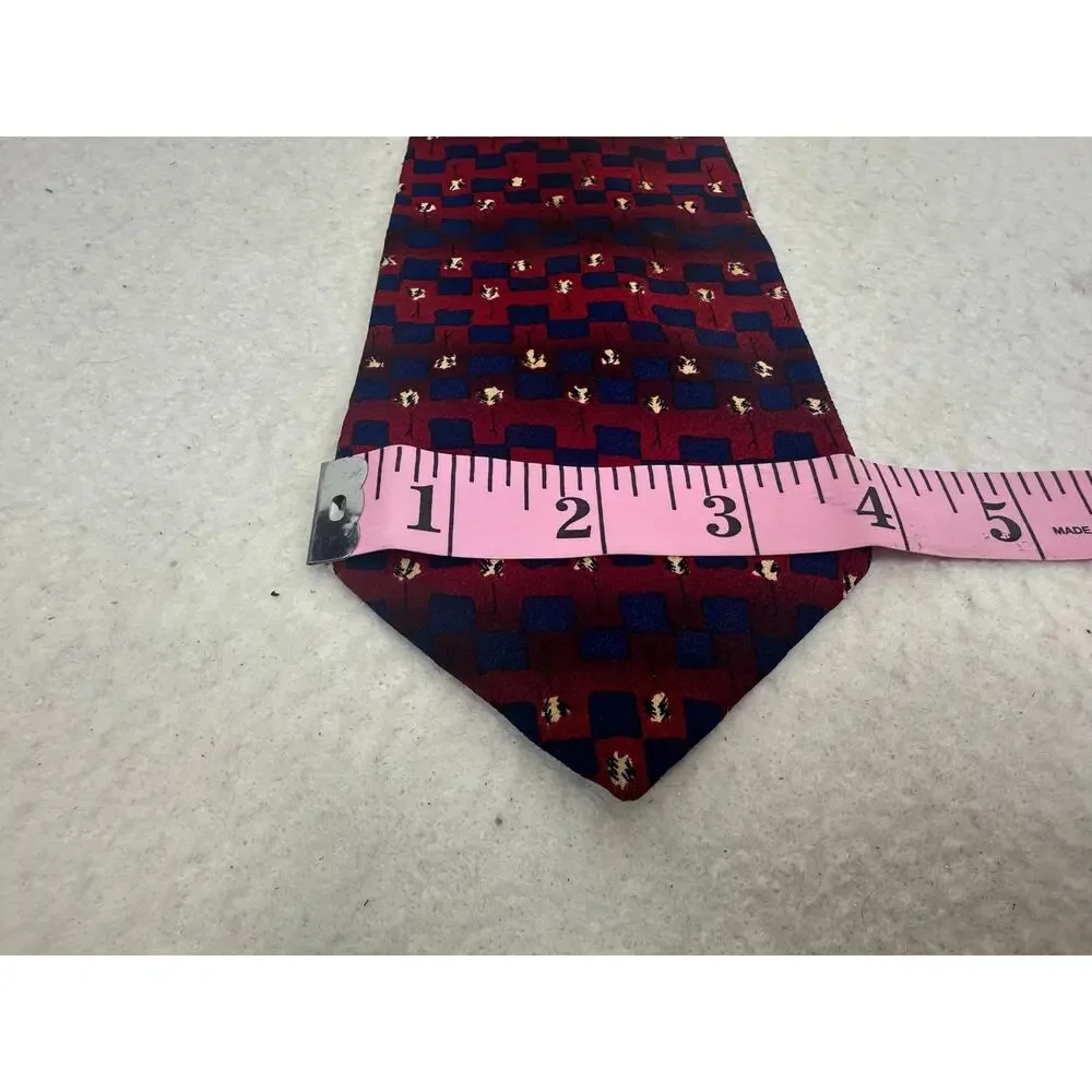 Jerry Garcia Red Blue Banyan Trees II 100% Silk Tie